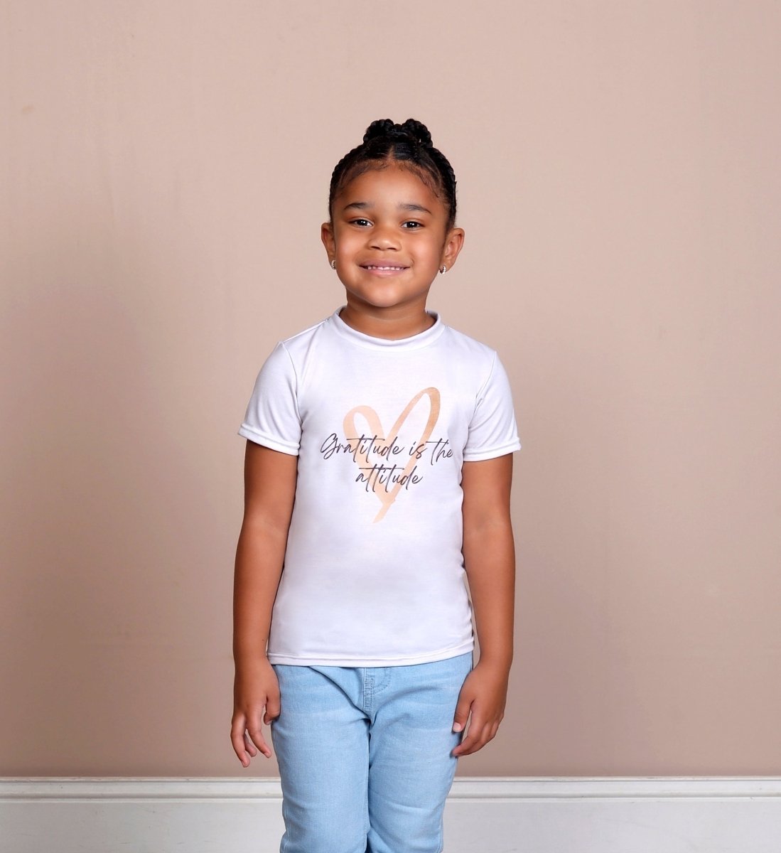 Gratitude is the attitude (Cream & Brown) Kids Tee - The Modern Muse